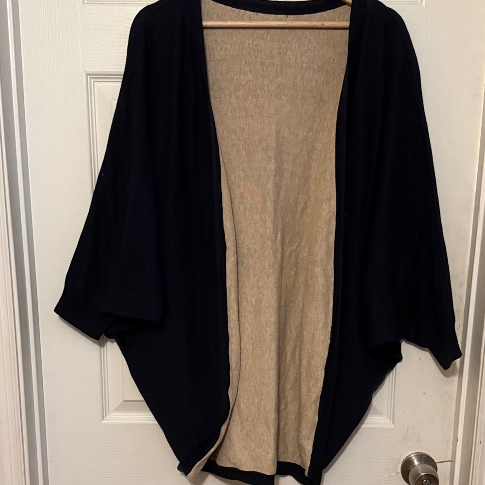 Elegant Navy and Tan  Reversible Women's Sweater Shrug